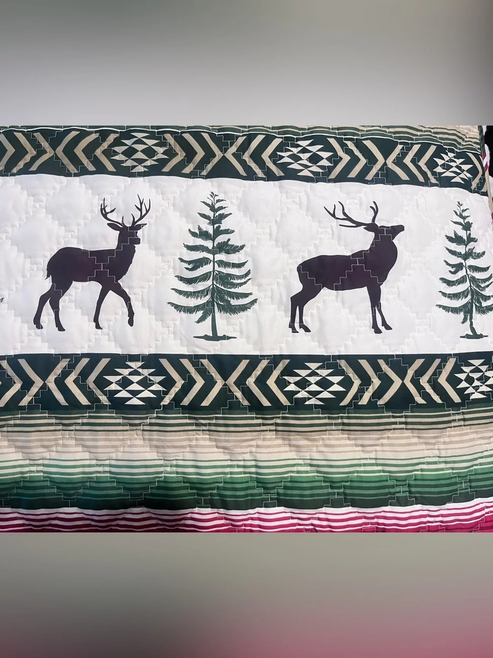 Rustic Lodge Bear and Deer Quilted Throw Blanket (50
